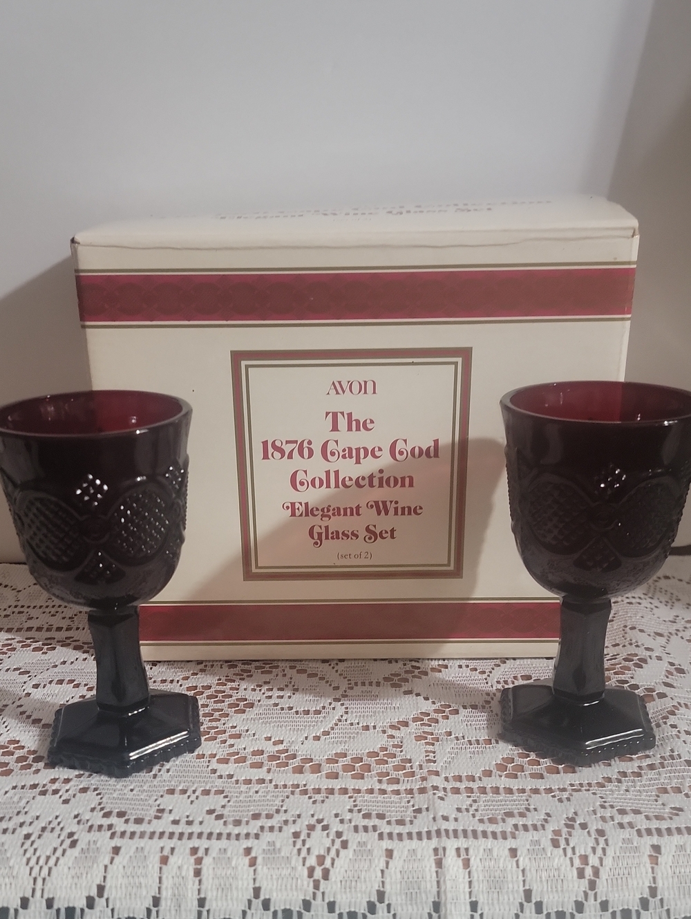 Avon 1876 Cape Cod Collection Deep Ruby Avon Wine Glasses
